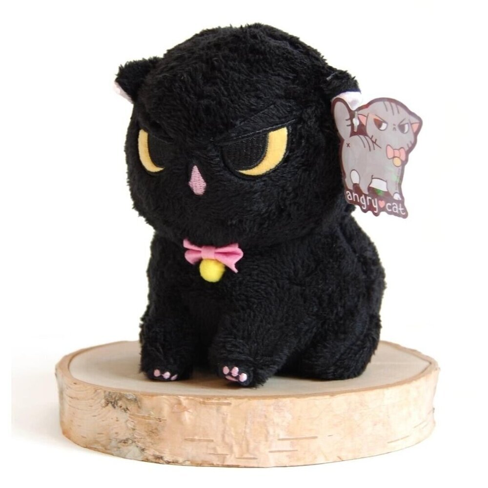 Angry Cat Plush - Fuzzy Black Void - with Red Panda Hat that Fits Real Cats! - Picture 3 of 13